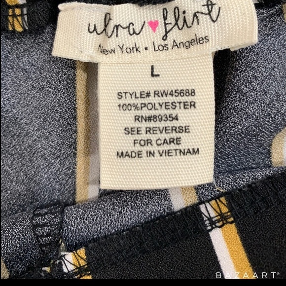 Ultra Flirt Womens Shadow Striped Wide Leg Pant Black Sz: Large - Picture 4 of 5